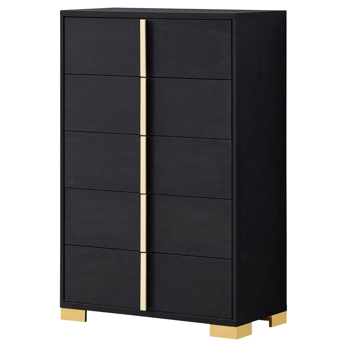 Marceline 5-drawer Bedroom Chest | 31.5 x 16.25 x 49.5 in | Engineered Wood & Metal | Black