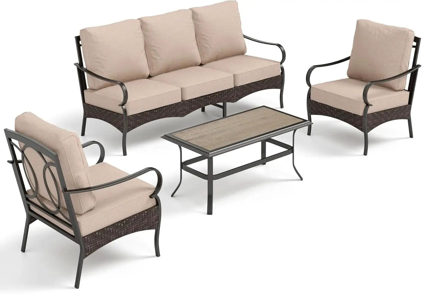 Outdoor Patio Conversation Set Wicker Waterproof Cushions from PriceLows™