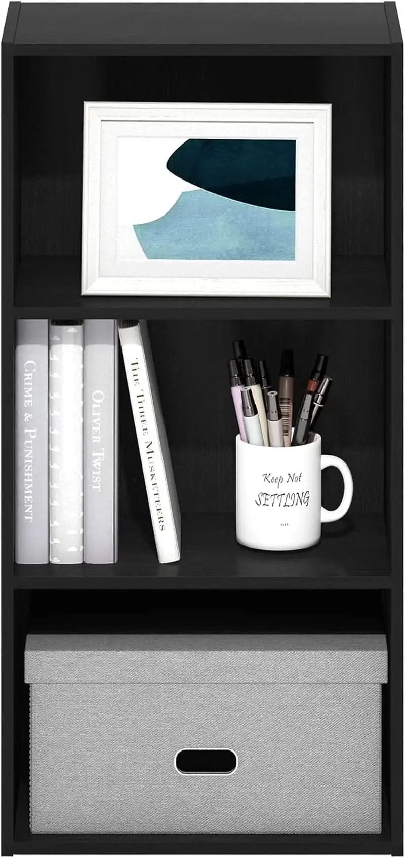 Luder 3 Tier Open Shelf Bookcase Blackwood Wood Finish from PriceLows™
