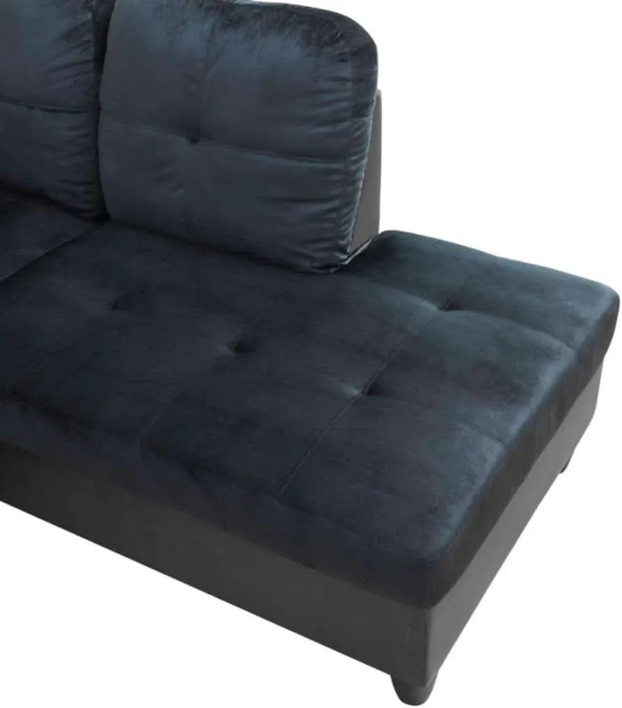L Shaped 3 Piece Sofa Set With Storage Ottoman Dark Blue from PriceLows™