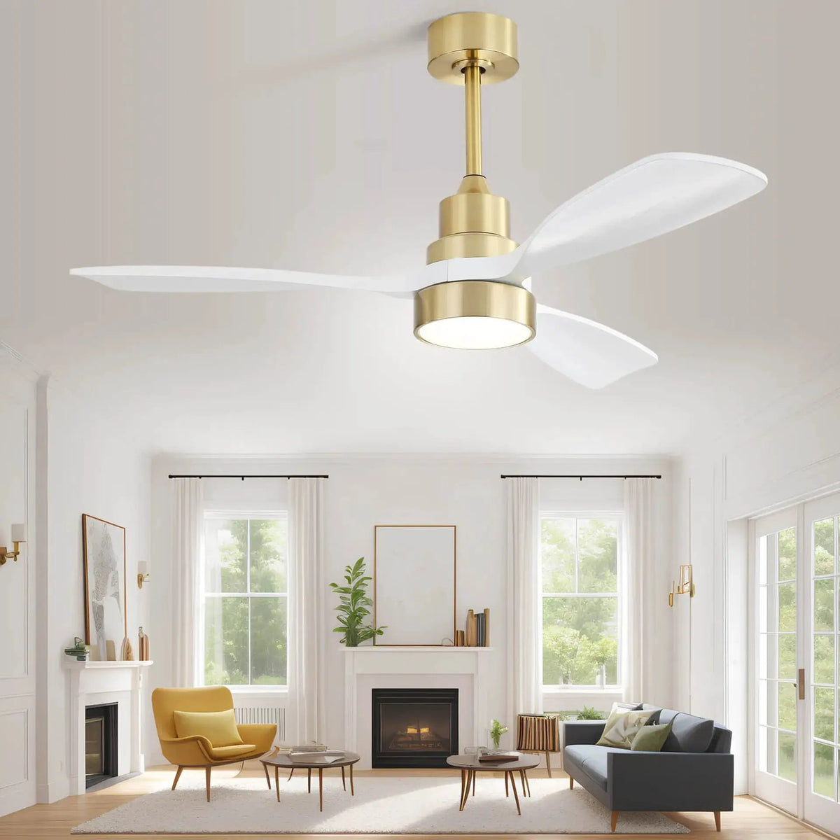 Indoor Ceiling Fan | 48 Inch Span | Dimmable LED Light | 6 Speed Remote Reversible Blades