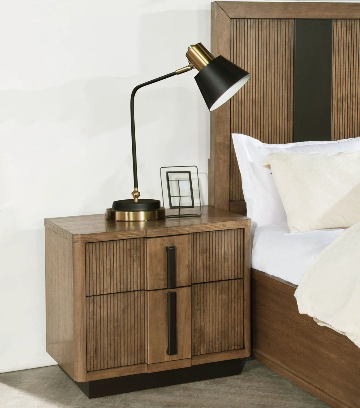 Terrace 2-drawer Nightstand Bedside Table Ash | 28.25 x 17 x 24 in | Wood | Brown