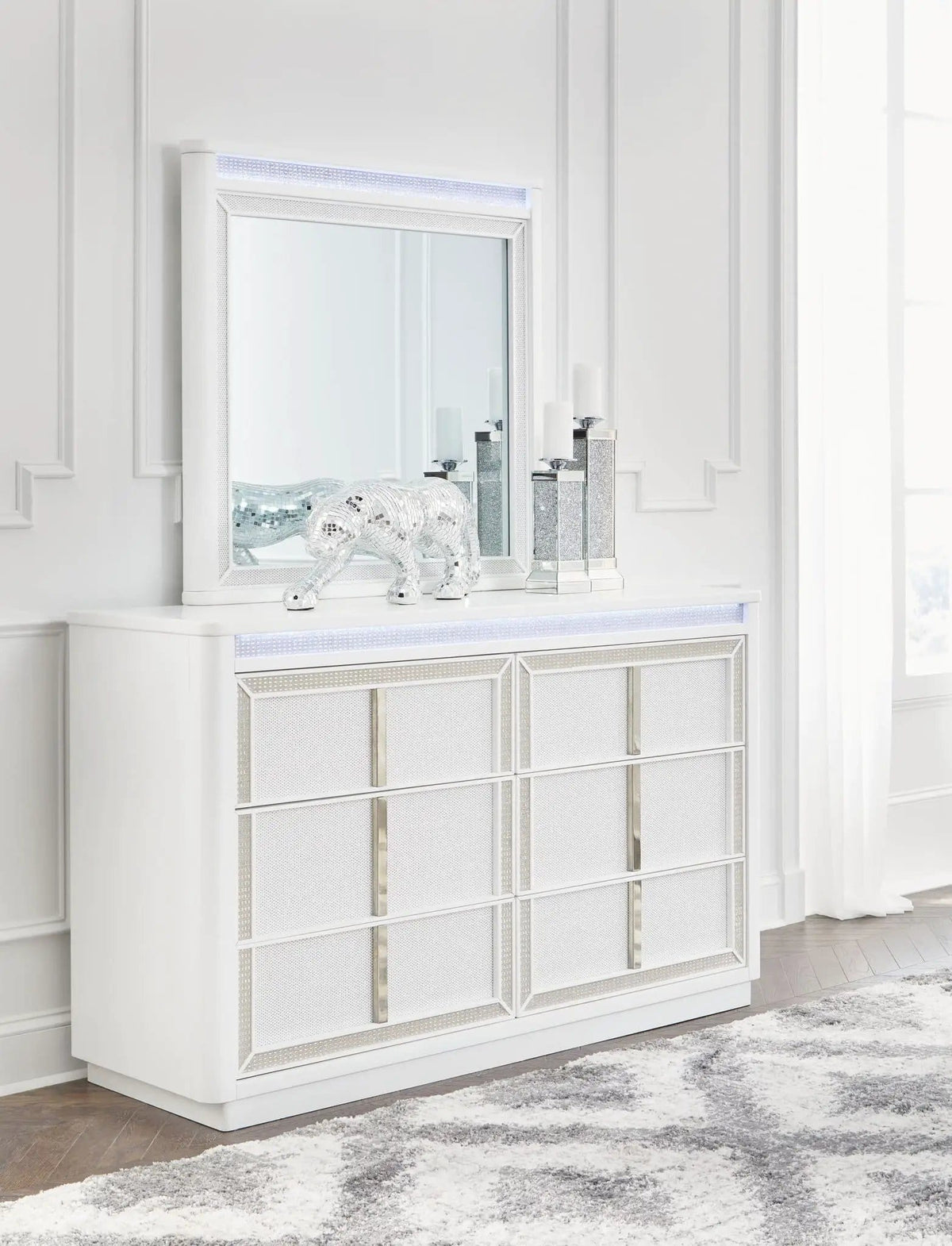 Chalanna Storage Bedroom Set | 4 Piece Bedroom Set | Solid Wood & Faux Leather | Bedroom