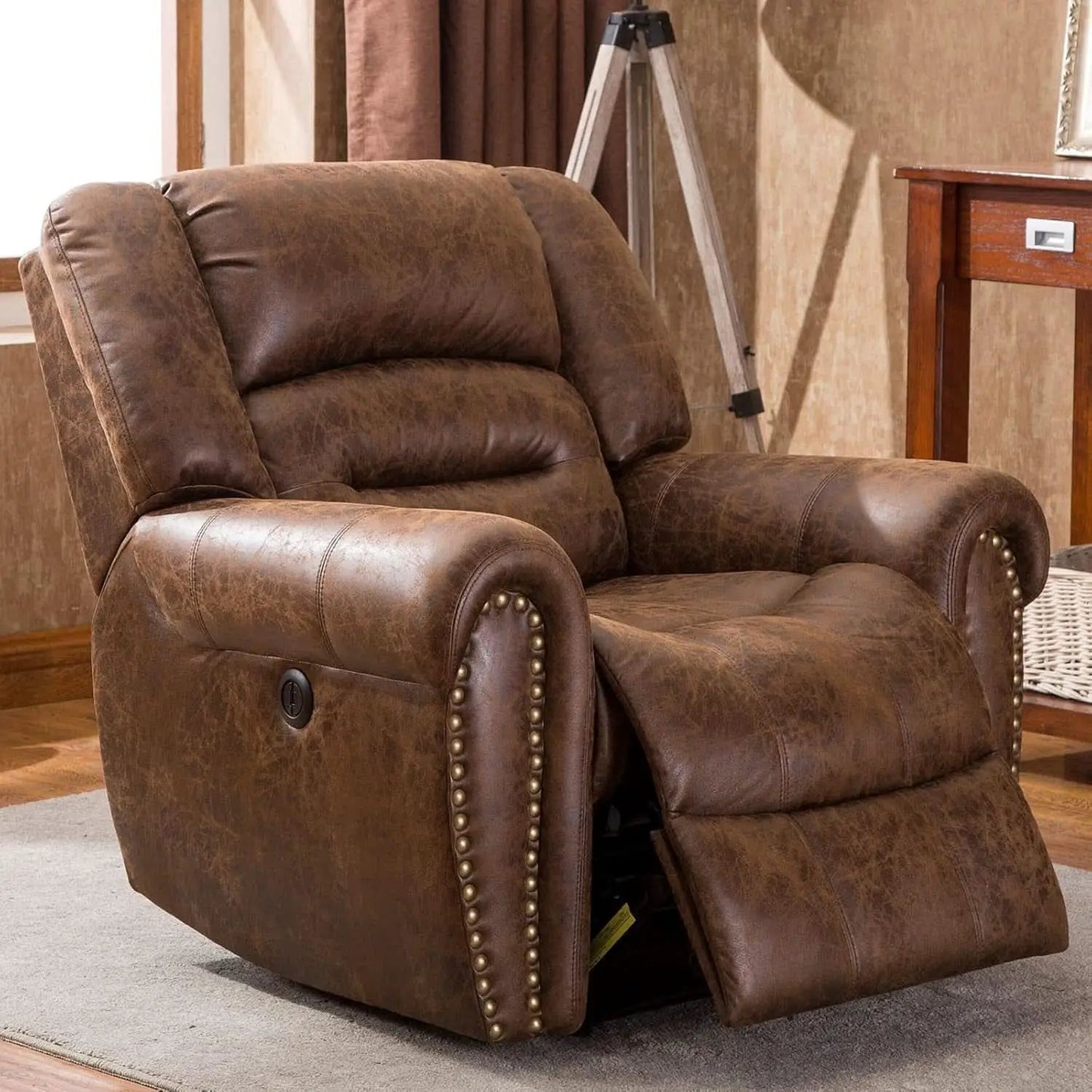 Nut Brown Electric Recliner Chair With USB Port Comfort from PriceLows™
