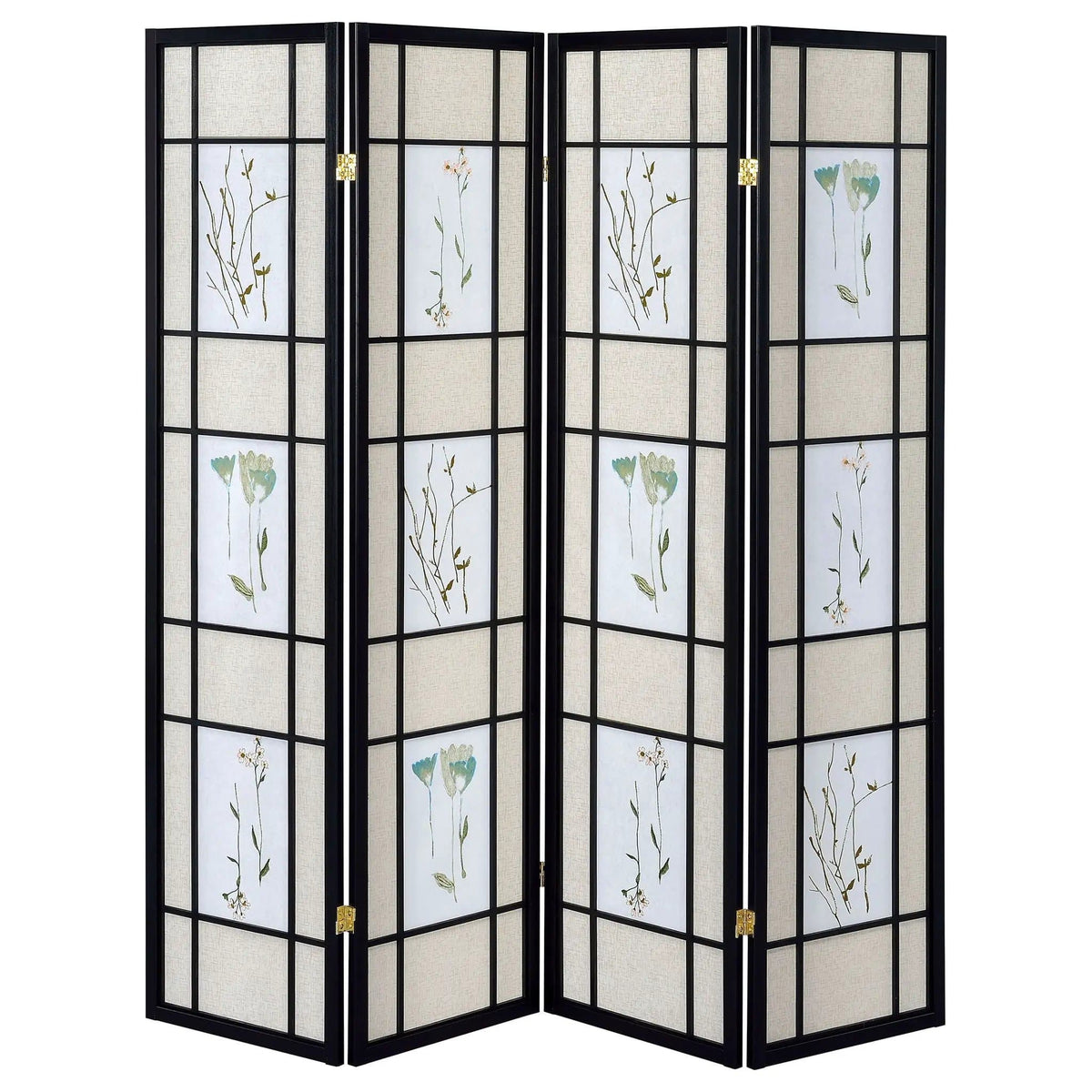 Catabella 4-Panel Room Divider Folding Shoji Screen Floral | 69.5 x 0.75 x 70.25 in | Fabric & Wood | Home