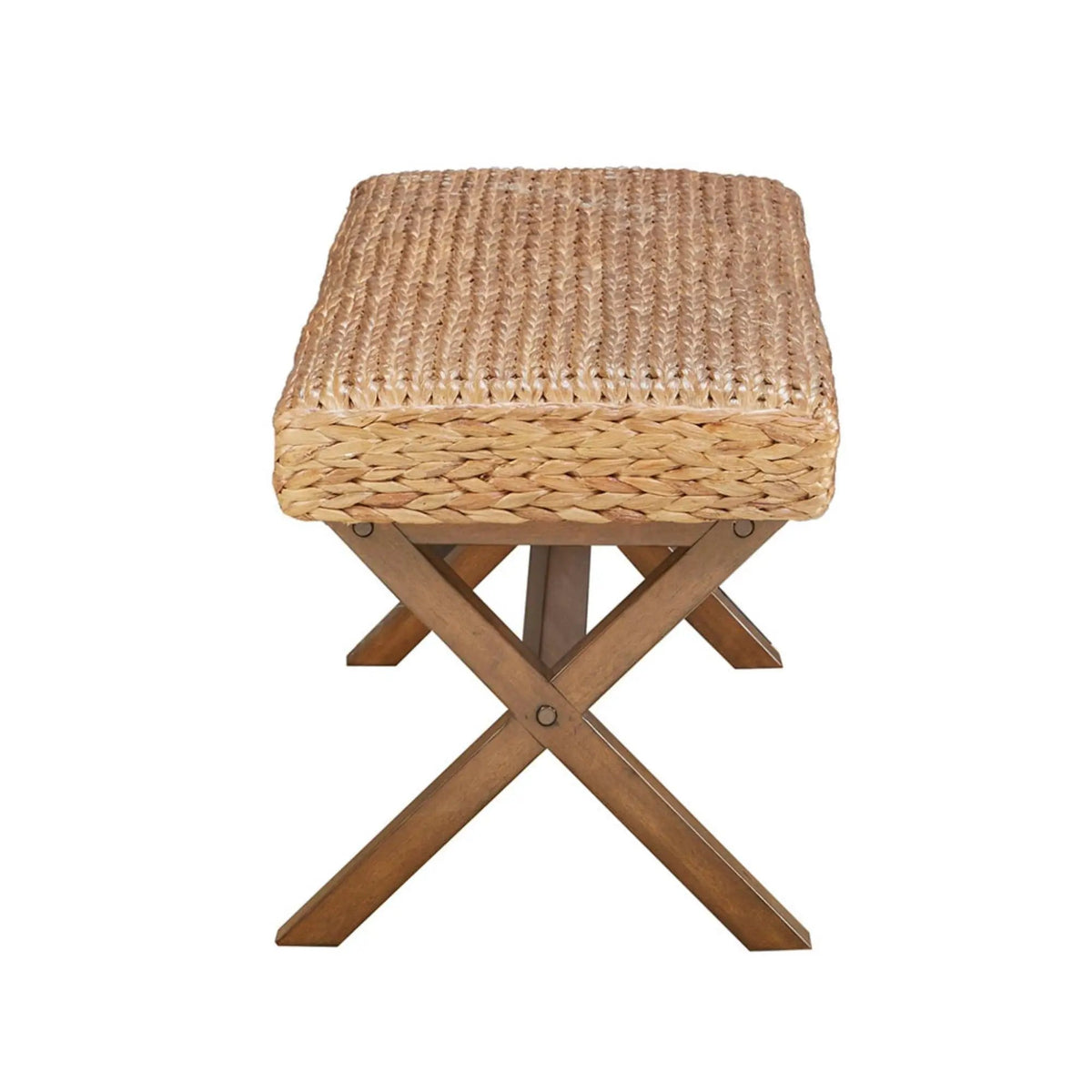 Accent Bench | Water Hyacinth Seat | Mahogany Wood Frame | 400 Lb Capacity