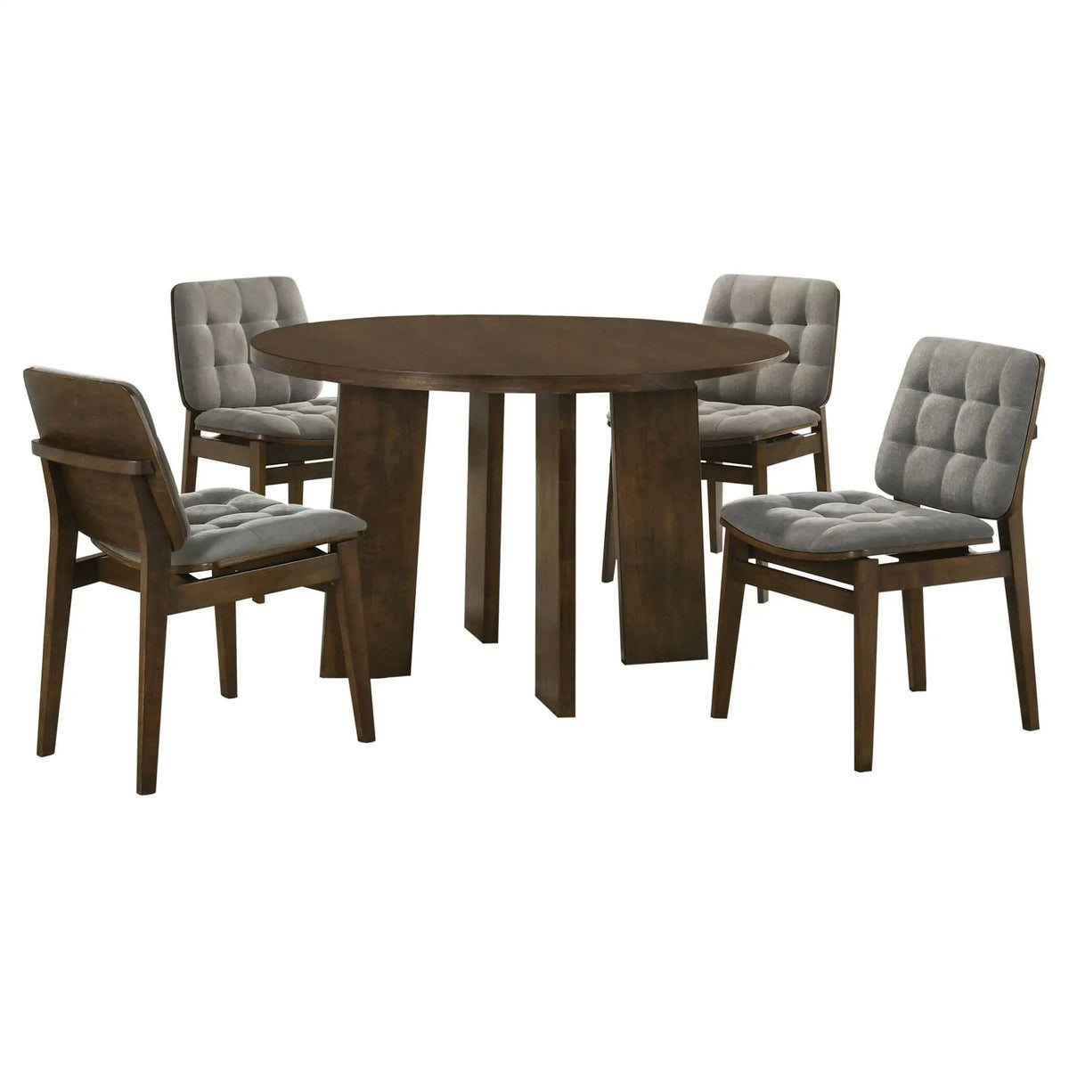 Strouse 5-piece Dining Set Grey and | 5-Piece Set | Rubberwood & Engineered Wood | Walnut