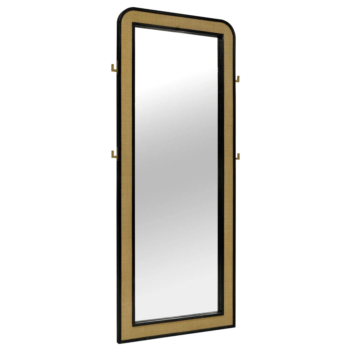 Arini Cane Weave Full Length Standing Floor Mirror | 33.75 x 2 x 76 in | Wood | Black