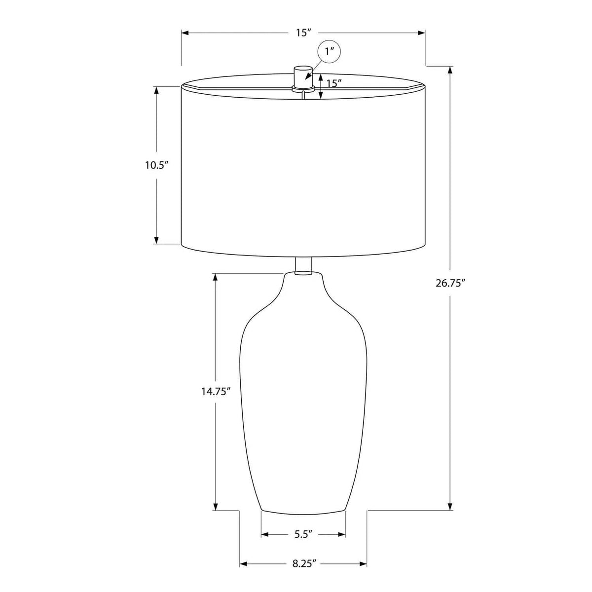 Lighting, Table Lamp, Ceramic, Resin, Contemporary - | 15 x 15 x 26.75 in | Linen & Metal | Gray