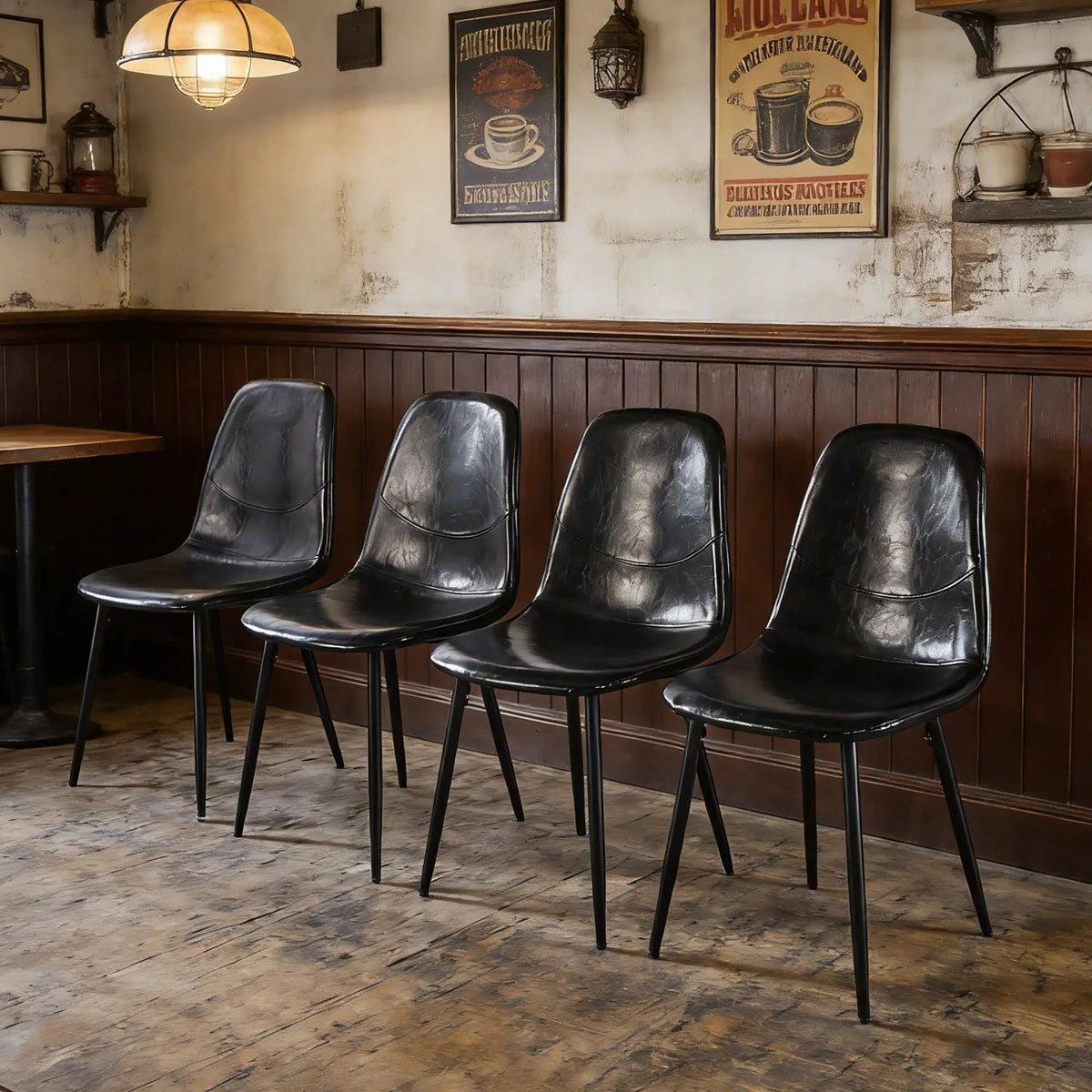 Dining Chairs | Metal Frame | Leather Accents | Set Of Four