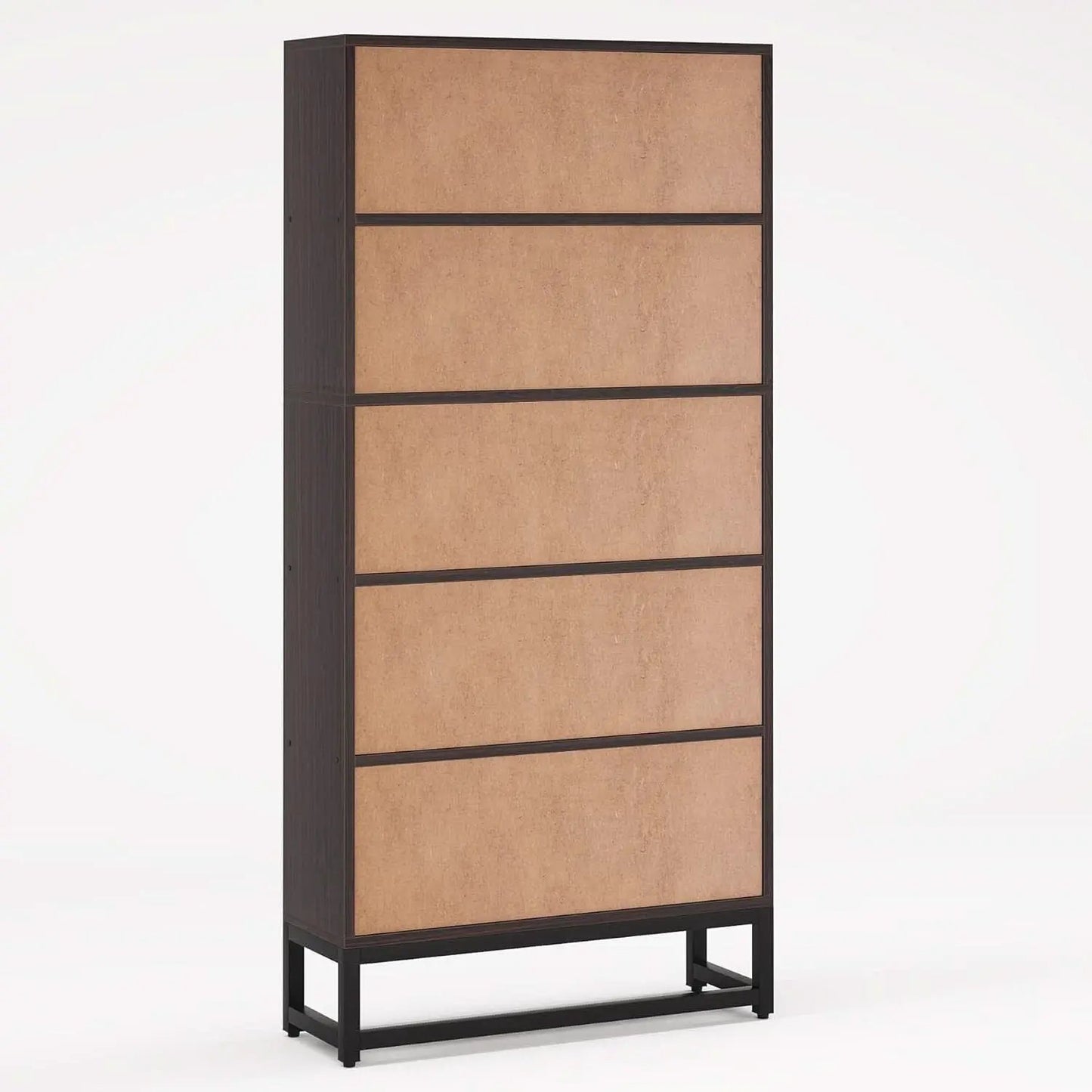 Tall Bookcase And Bookshelf 70.8 Inch Sandalwood Shelving from PriceLows™