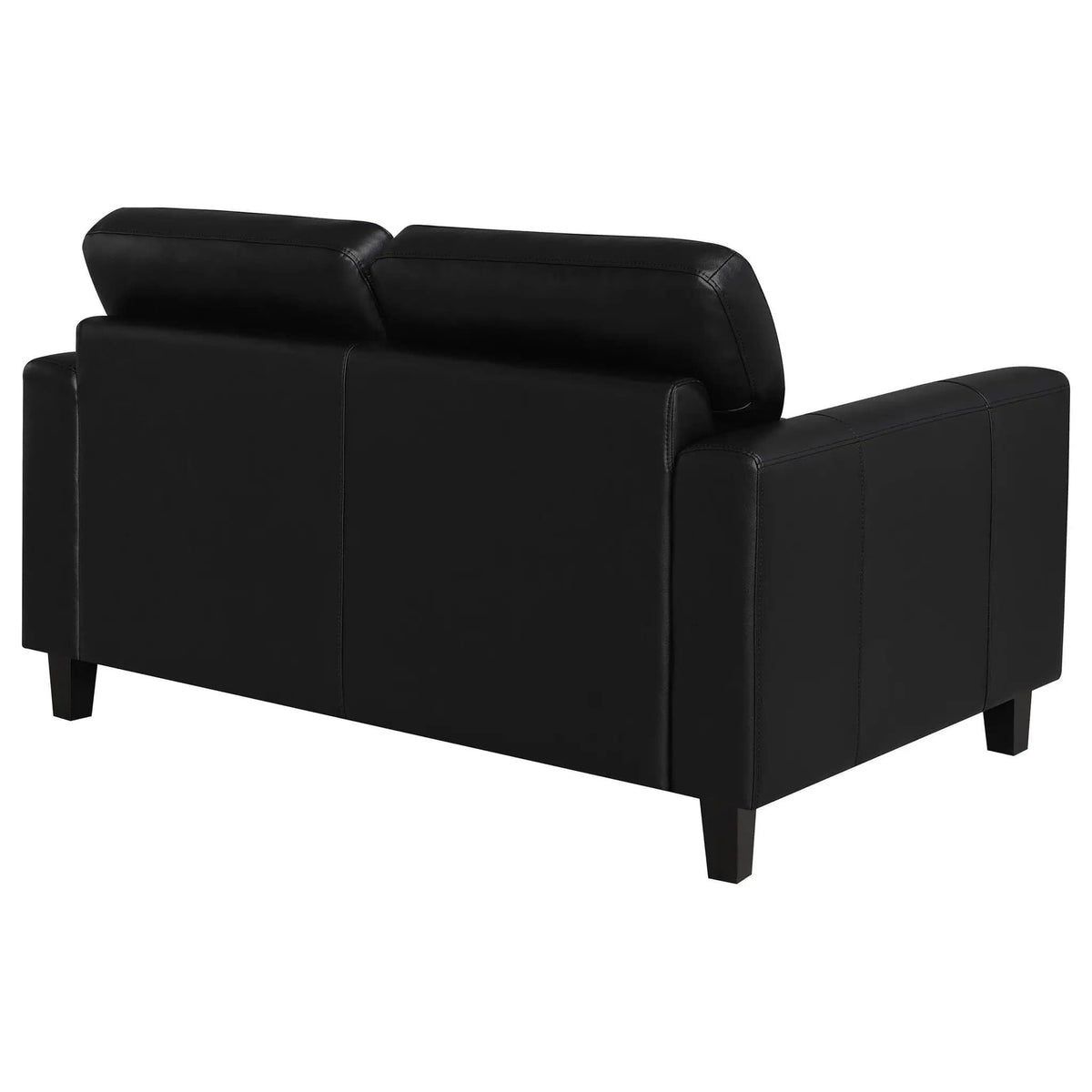 Scotland Faux Leather Upholstered Track Arm Loveseat | 58 x 35 x 34 in | Faux Leather | Black