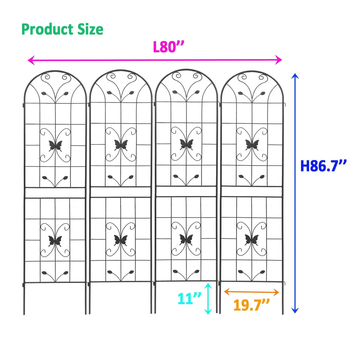 Garden Metal Trellis | Rustproof | Extendable 80 Inch Width | Galvanized Powder-Coated Pipe