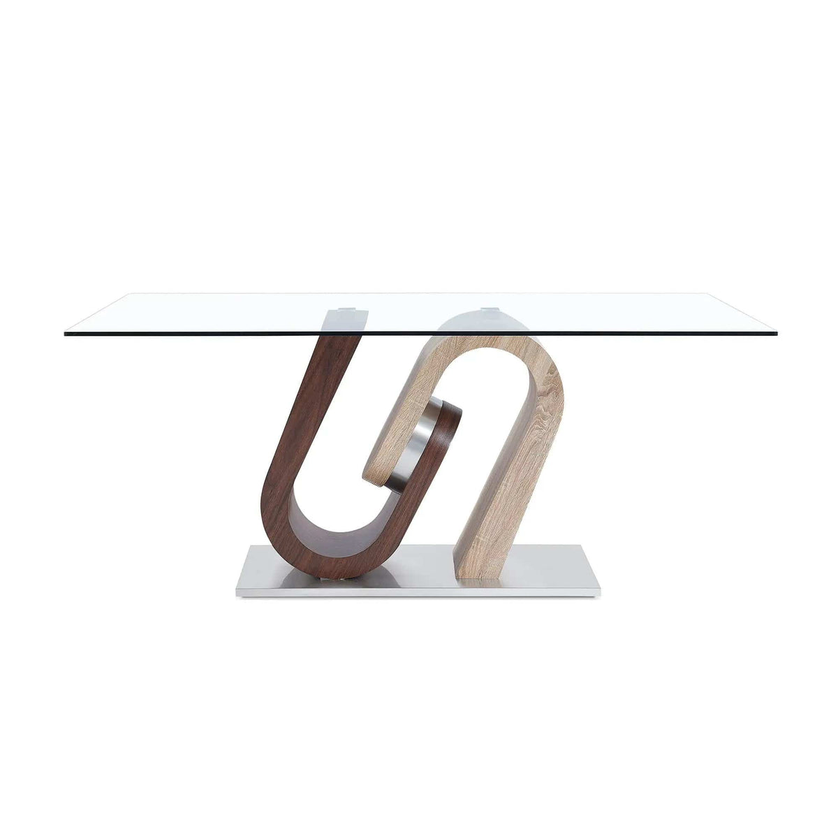 Tony Dining Table | 70.87 x 39.37 x 29.92 in | Walnut & Stainless Steel | Brown / Beige
