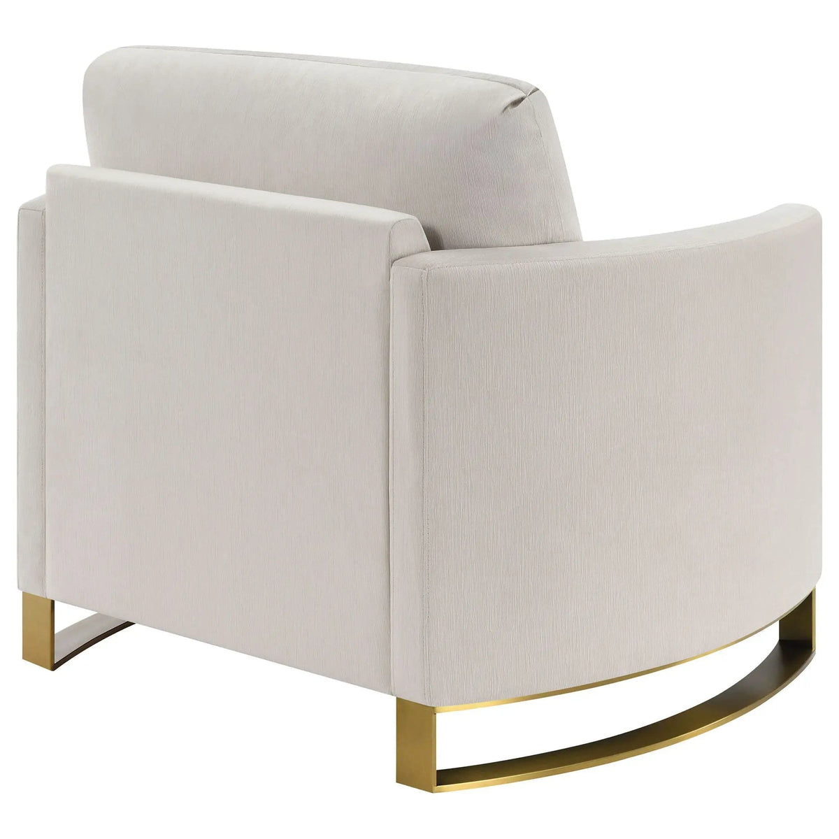 Corliss Upholstered Curved Track Arm Chair | 38.5 x 36.5 x 36 in | Velvet & Stainless Steel | Beige