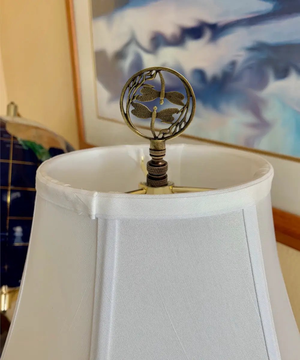 Lamp Finial | Antique Brass Finish | Double Dragonfly Design | 2.8 Inch Height