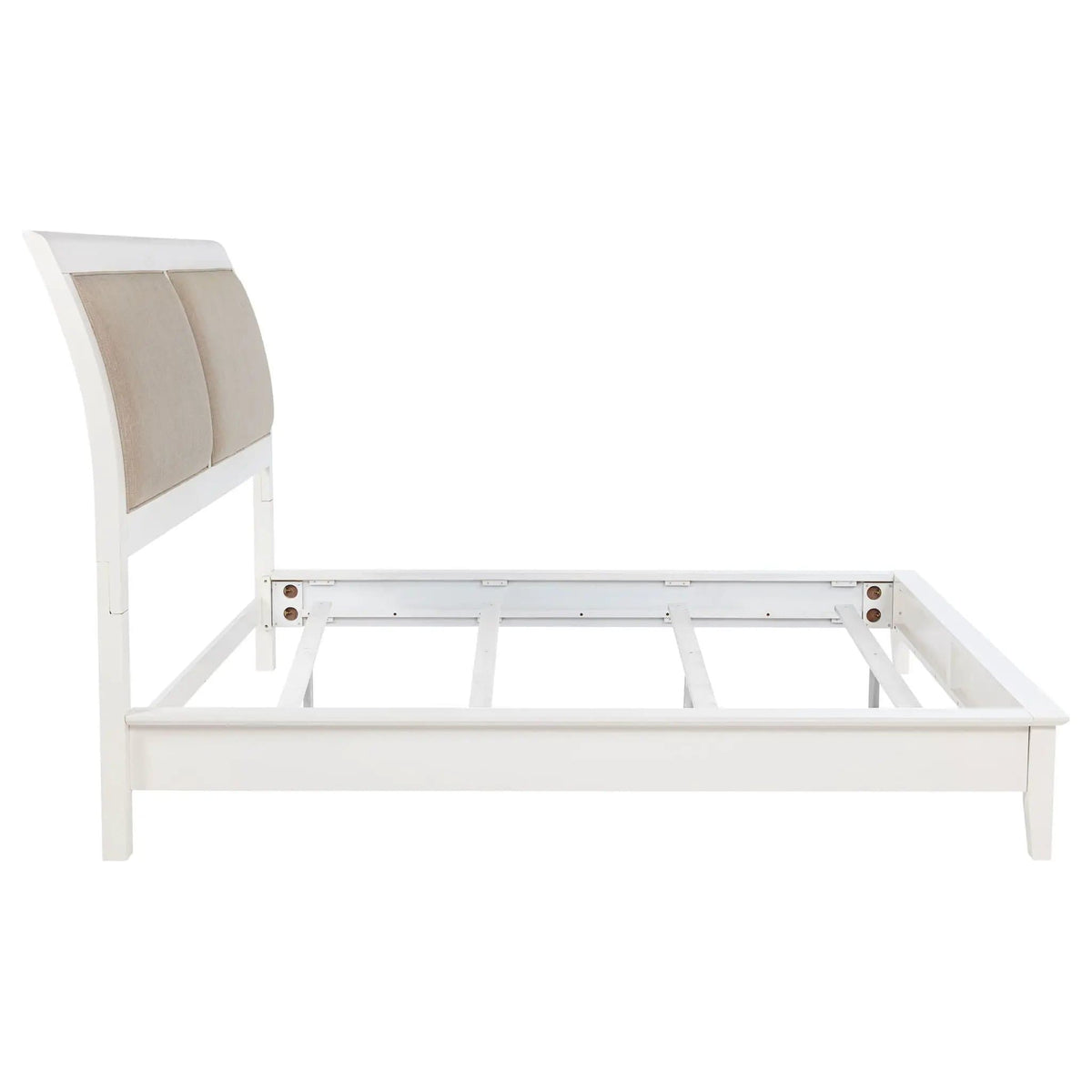 Bexhill 56-inch Upholstered Eastern King Panel Bed | 83.75 x 92.5 x 57 in | Linen & Fabric | White