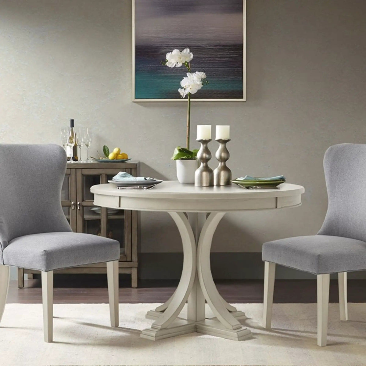 Classic Round Dining Table | 44 x 44 x 30.25 in | Solid Wood & Veneer | Dining Room