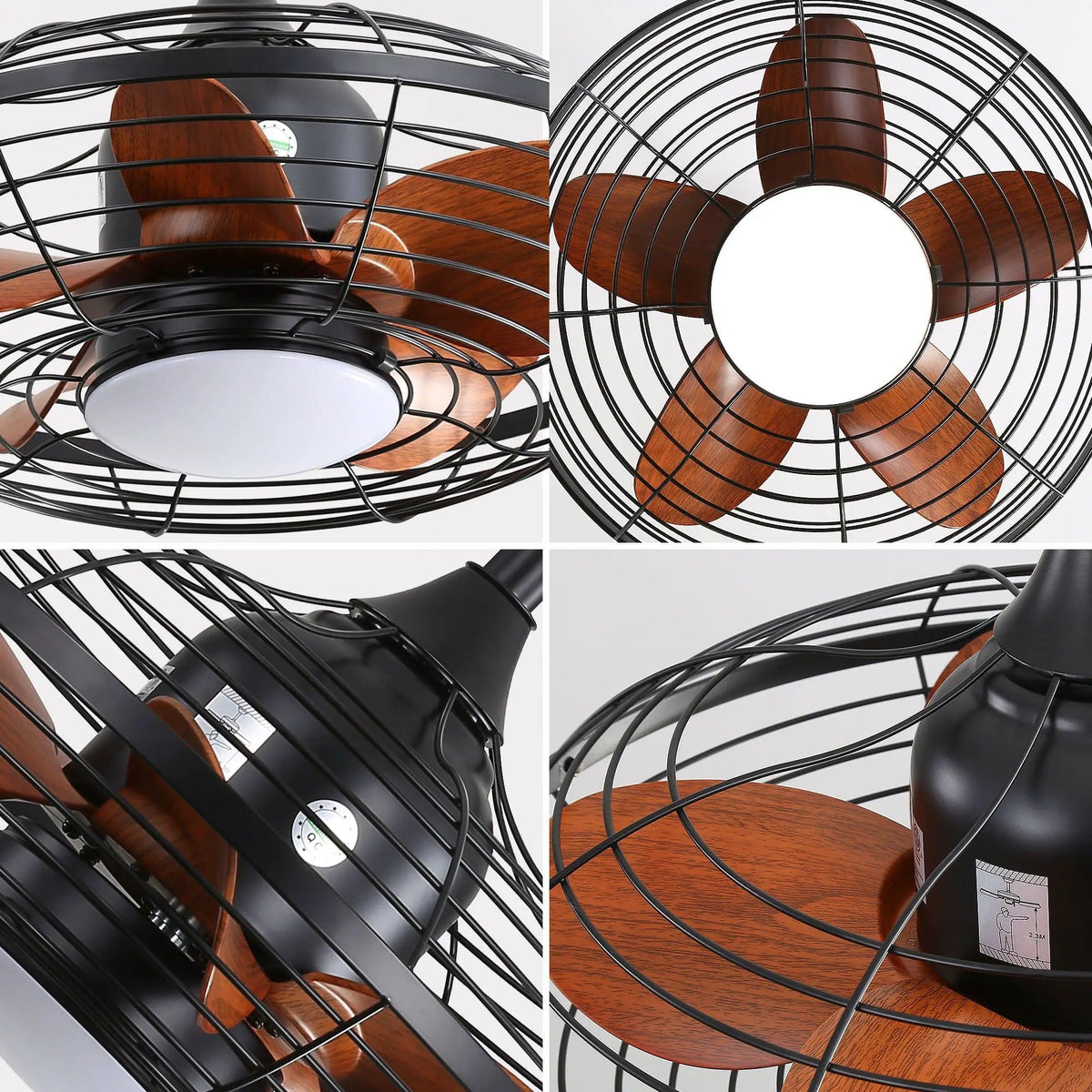 Outdoor Ceiling Fan With DC Motor And LED Light, Blades, Reversible For Patios - | 20 x 20 x 19 in | Outdoor Living Furniture | Black