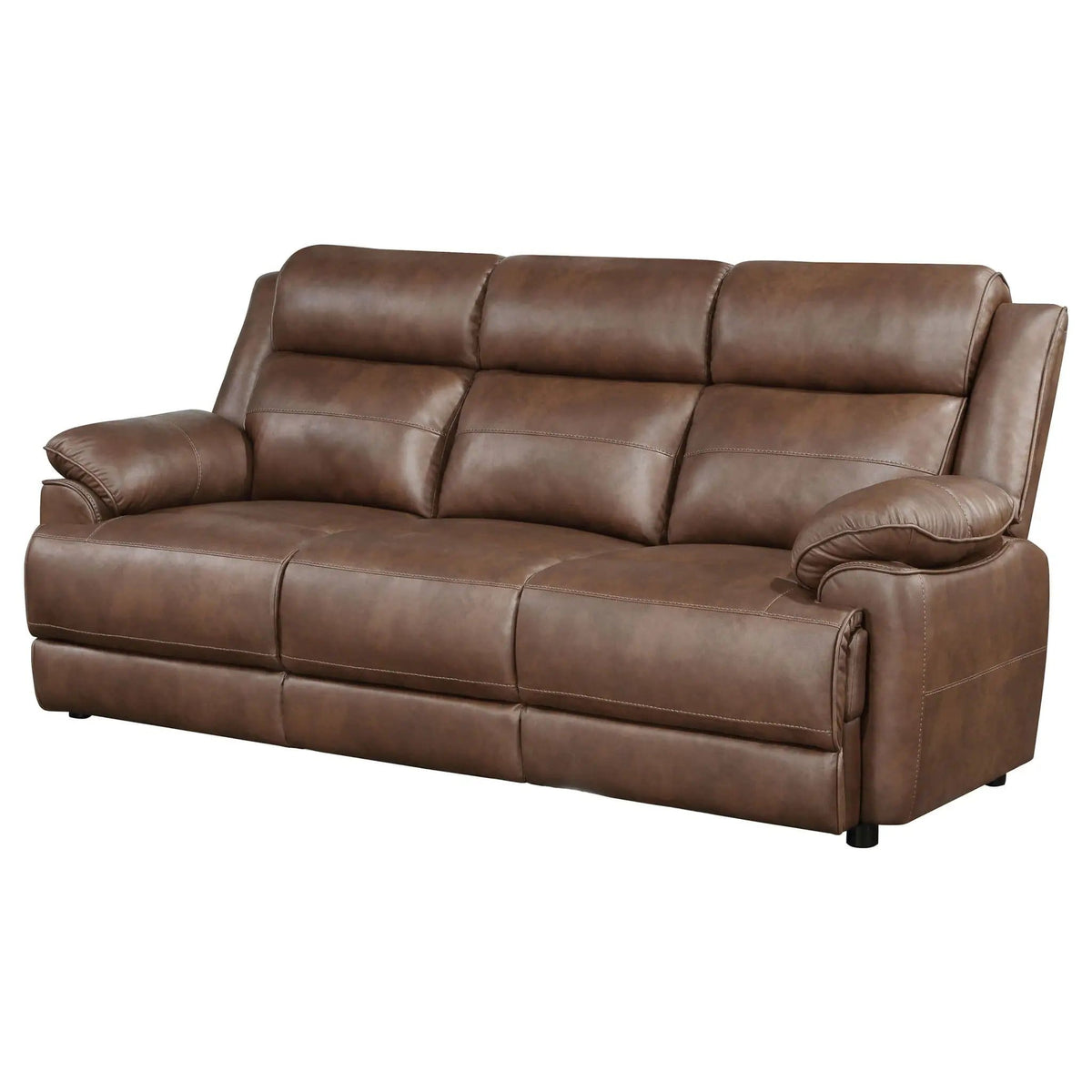Ellington Upholstered Padded Arm Sofa | 86.25 x 39 x 40.5 in | Faux Leather | Dark Brown