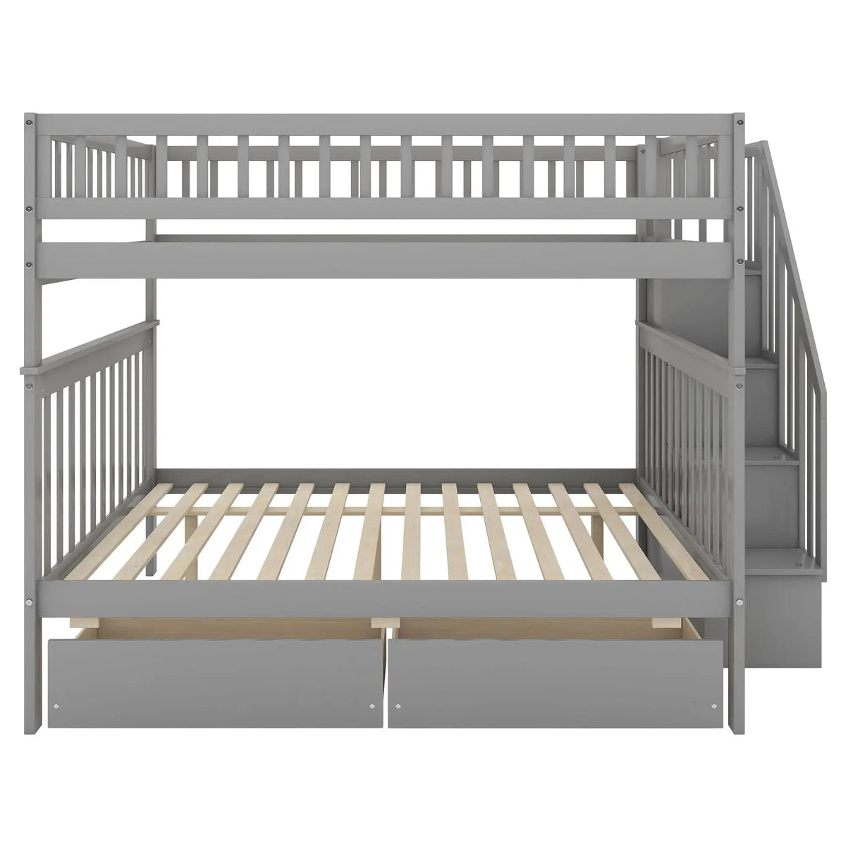 Twin Over Full Bunk Bed | Built In Staircase | Steel Frame