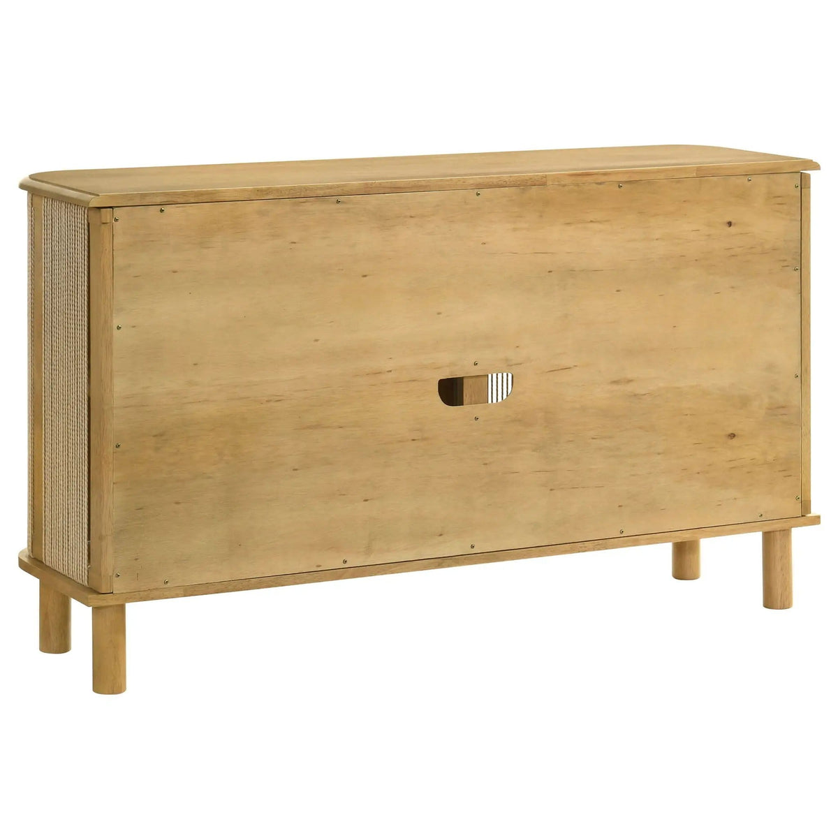 Ervine 3-Door Rope Panel Sideboard Accent Storage Cabinet | 53.25 x 15.75 x 31.5 in | Rubberwood & Plywood | Natural