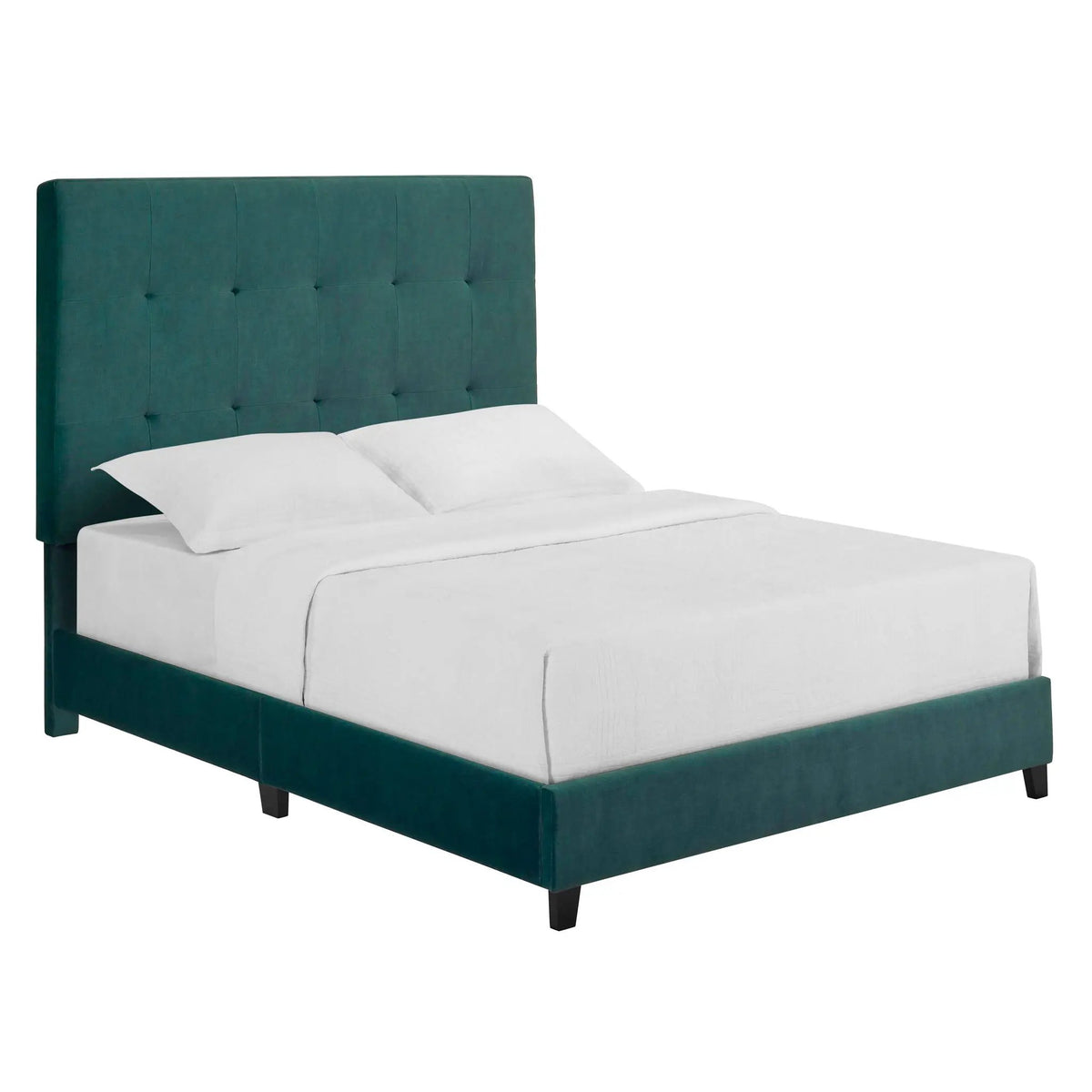 Tufted Upholstered Headboard Platform Bed | Laminated Veneer Lumber | CertiPUR-US Foam | 60 Inch Height
