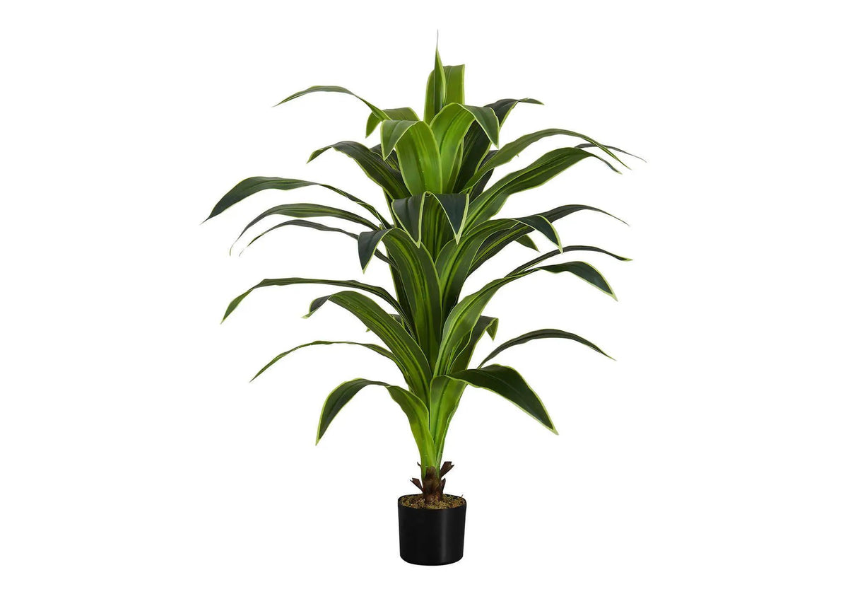 47 Inch Artificial Dracaena Tree | 34 Real Touch Leaves | Indoor Faux Floor Plant | Potted