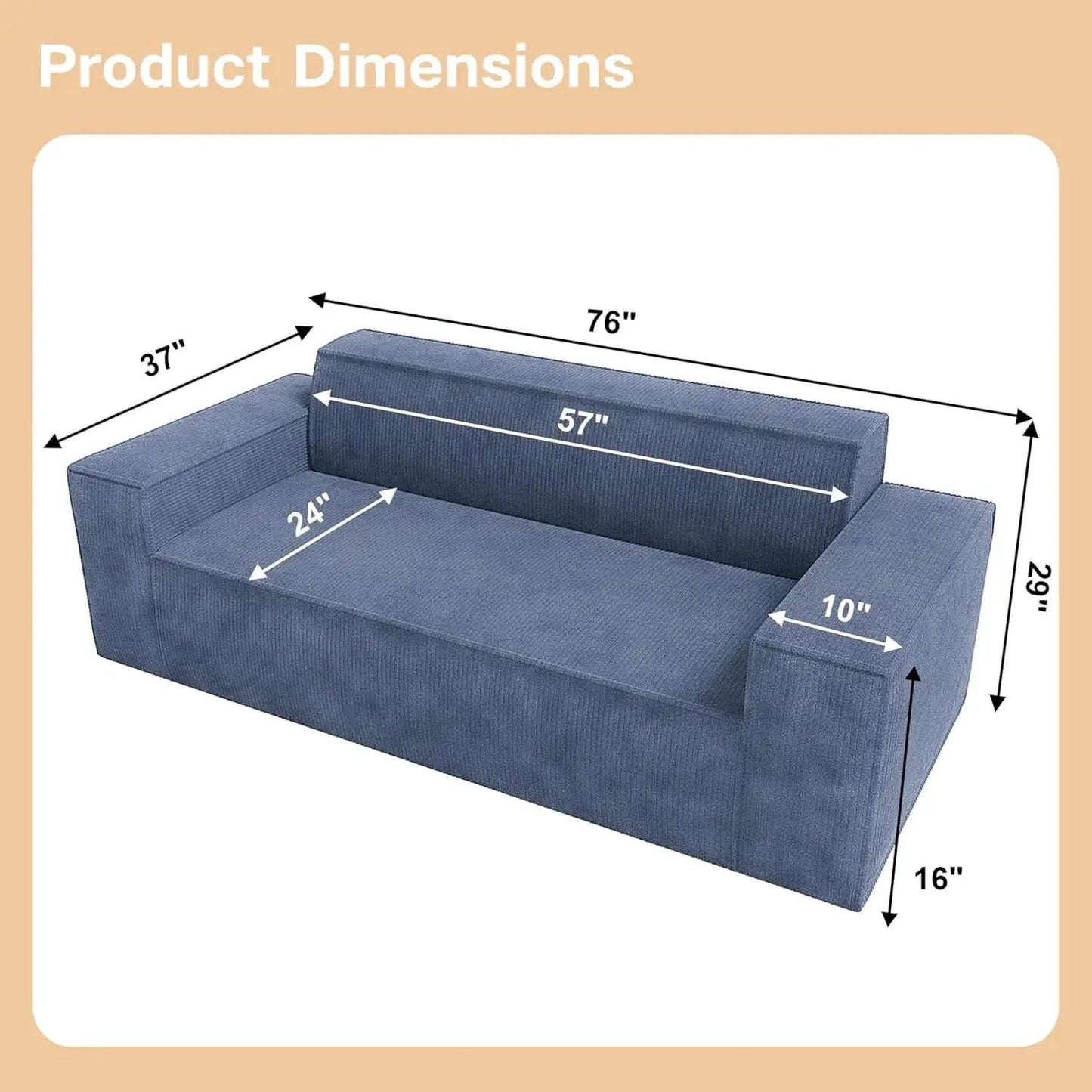 Sofa In A Box Memory Foam 3 Seater Grey Corduroy Fabric from PriceLows™