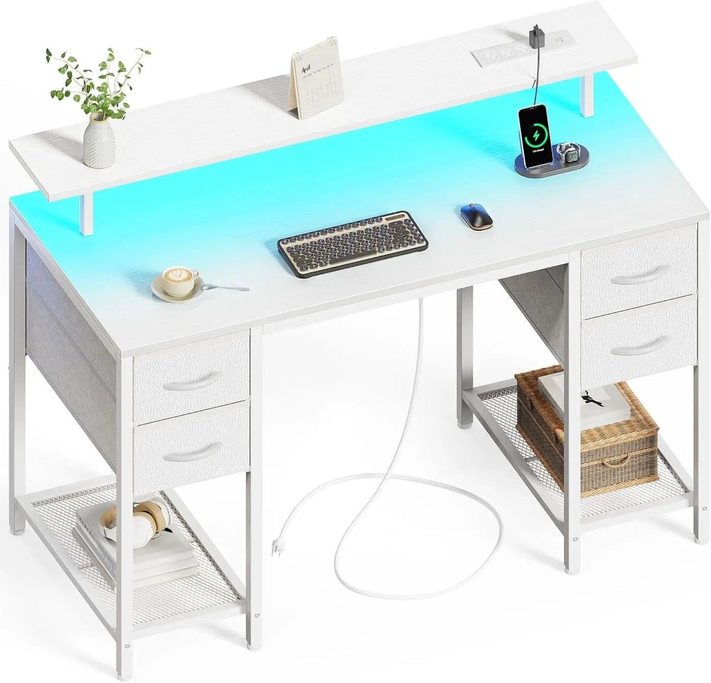 47 Inch Gaming Desk With LED Lights For Home Office from PriceLows™