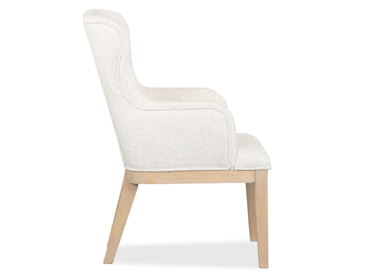 Somerset Dining Arm Chair With Upholstered Seat & Back (Set of 2) | 27.13 x 26.13 x 37.63 in | Oak Veneer & Fabric | Butternut and Omari Natural