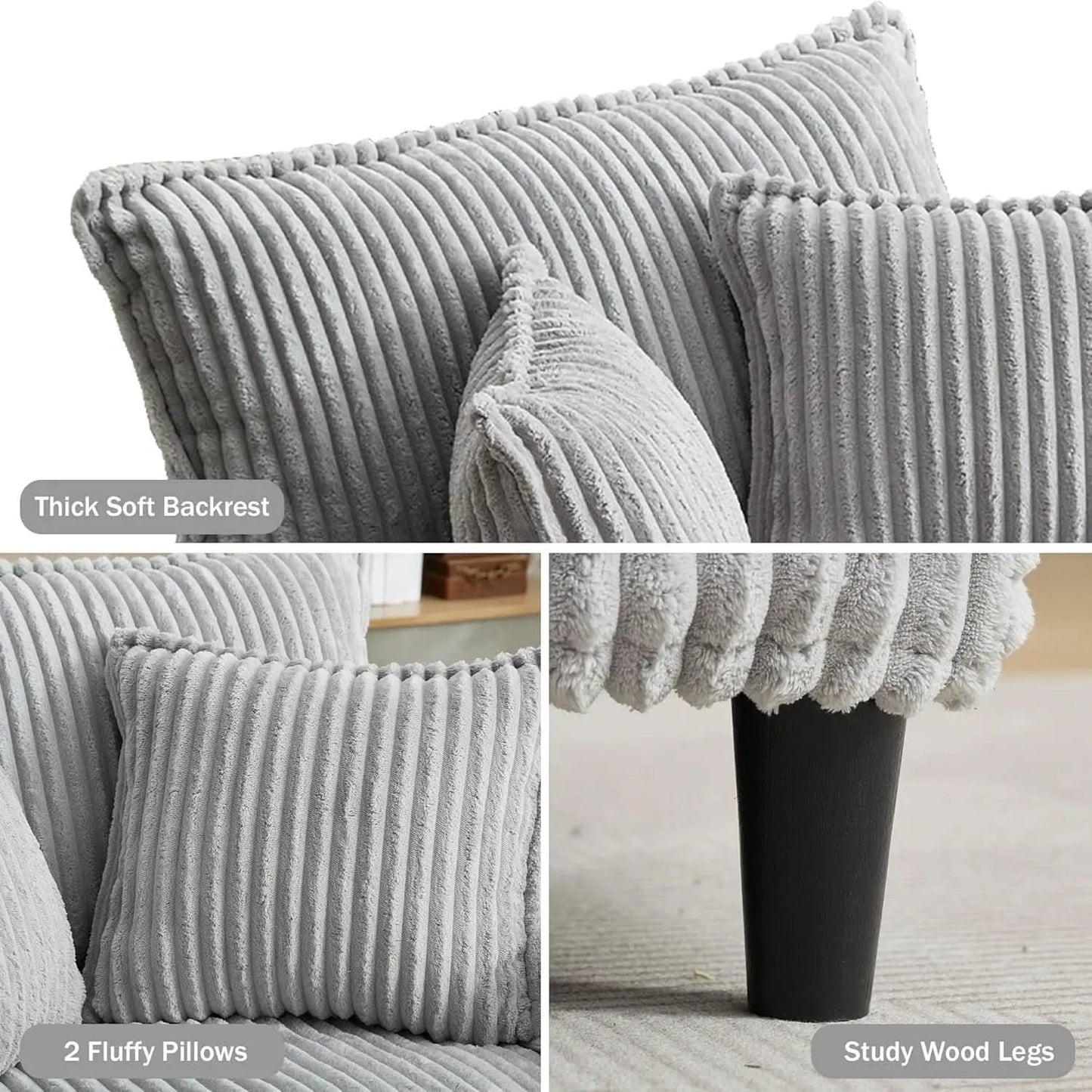 Cream Gray Oversized Chaise Lounge Adjustable Backrest from PriceLows™