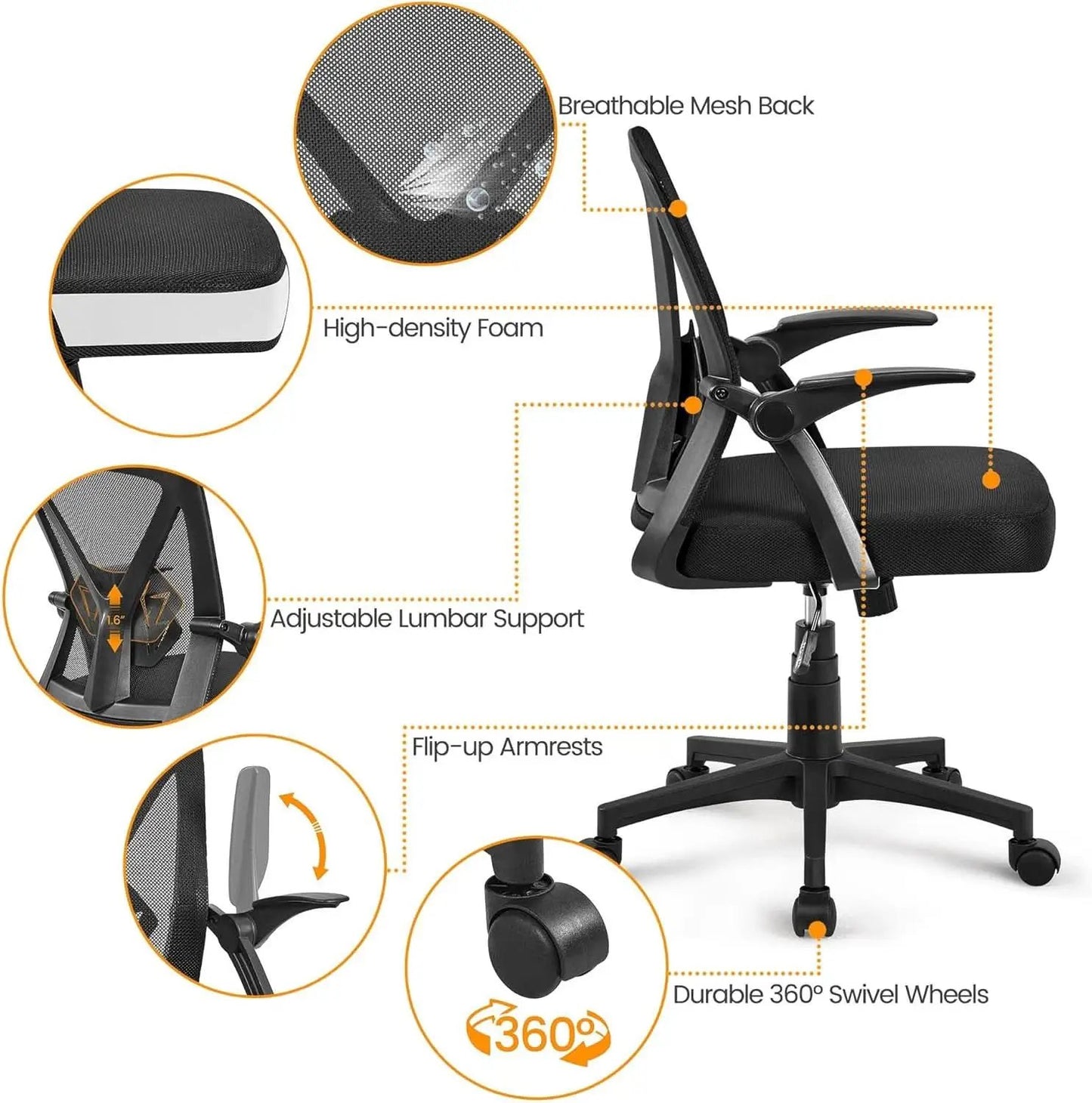 Black Ergonomic Mesh Office Chair With Adjustable Height from PriceLows™