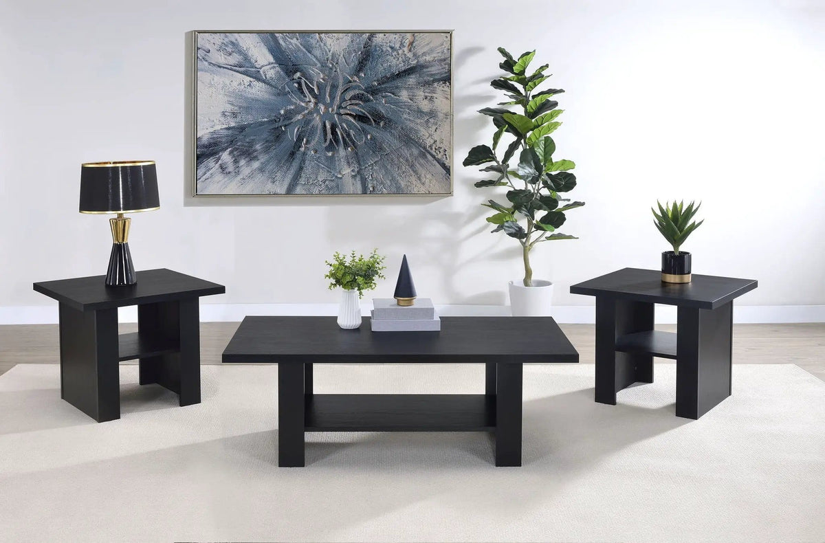 Rodez 3-piece Engineered Wood Coffee Table Set | 3-Piece Set | Engineered Wood & Veneer | Black