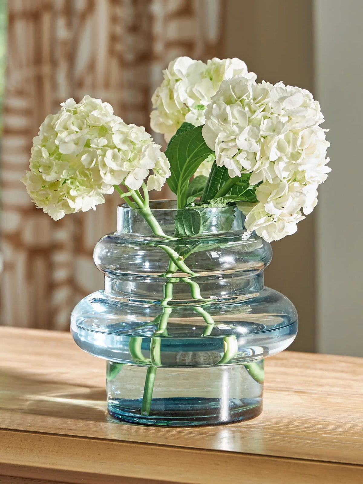Vallmen Blue Blown Glass Vase | Statement-Making Accent | Contemporary Design | 8 Inch Width