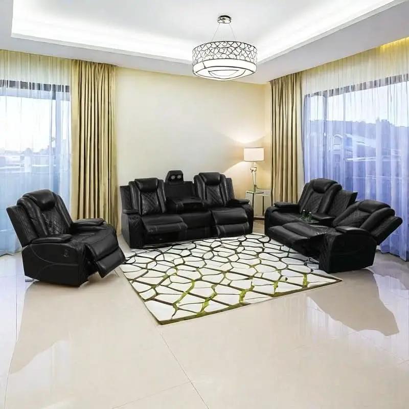 Power Recliner Set With LED Lights And Wireless Charger USB Port from PriceLows™