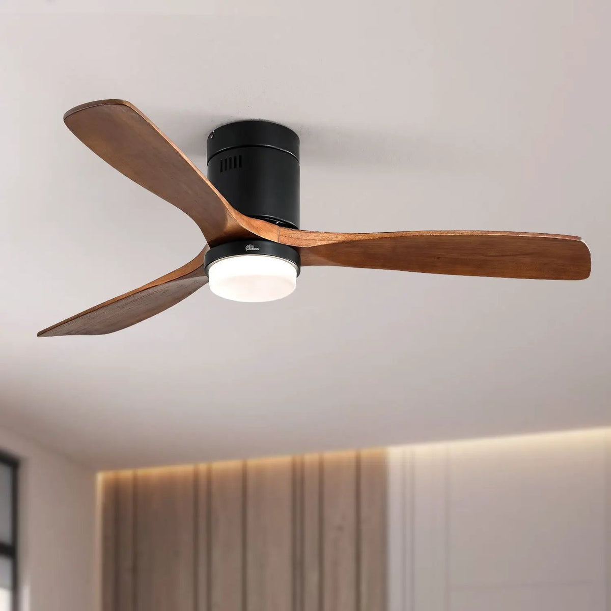Black Indoor Ceiling Fan | 52 Inch Span | Reversible DC Motor | Integrated LED Light