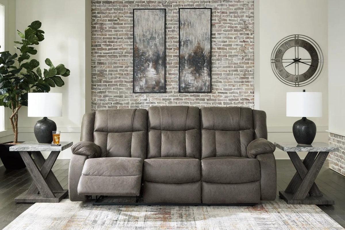 First Base Reclining Sofa | 86 x 40 x 41 in | Metal | Gunmetal