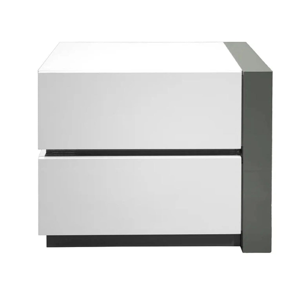 Nightstand | Two Drawers | High Gloss Finish | White Silver