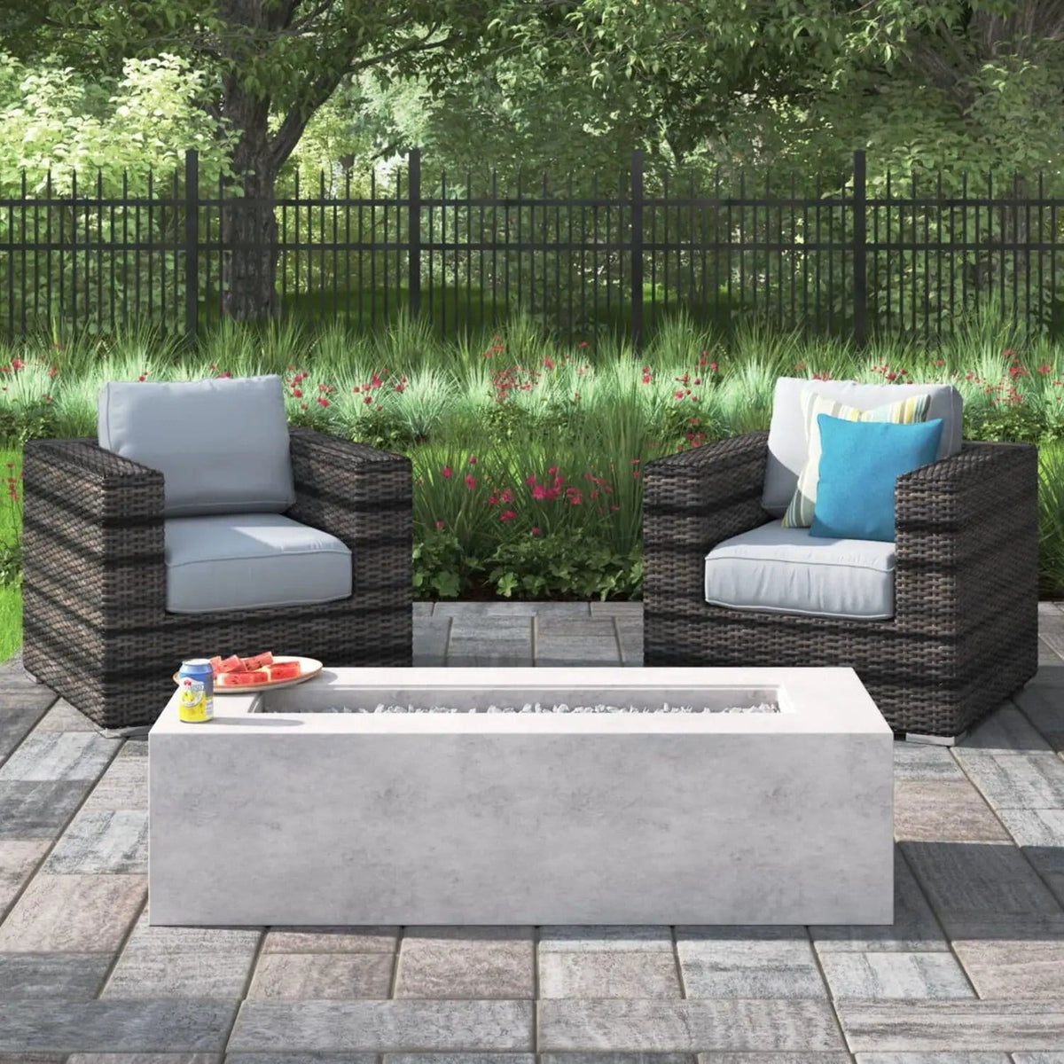 Outdoor Rattan Wicker Seating Set With Cushions 2 Person Patio Furniture Espresso / | 3 Piece Outdoor Set | Rattan & Wicker | Gray