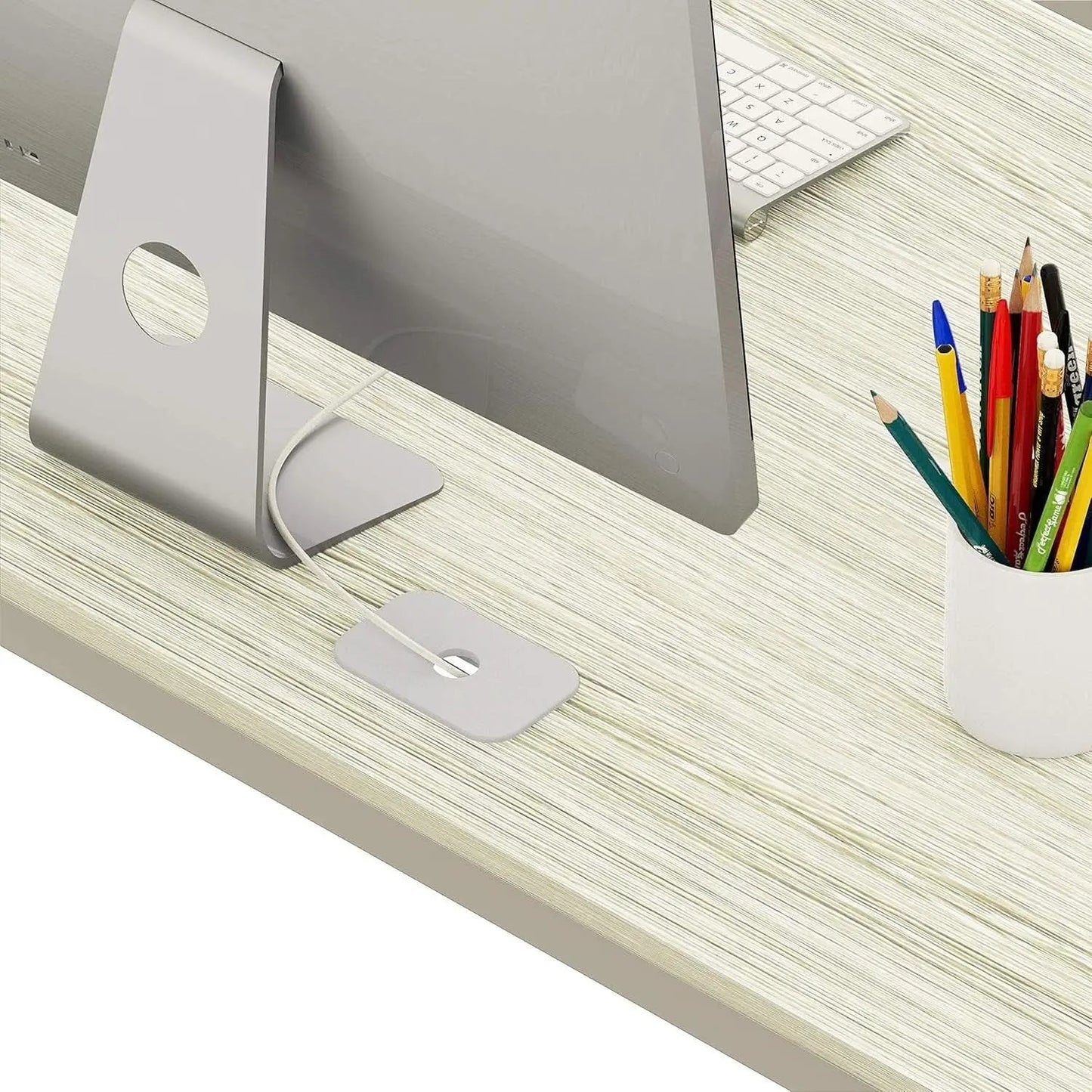 55 Inch Maple Computer Desk With Grommets And Glides from PriceLows™