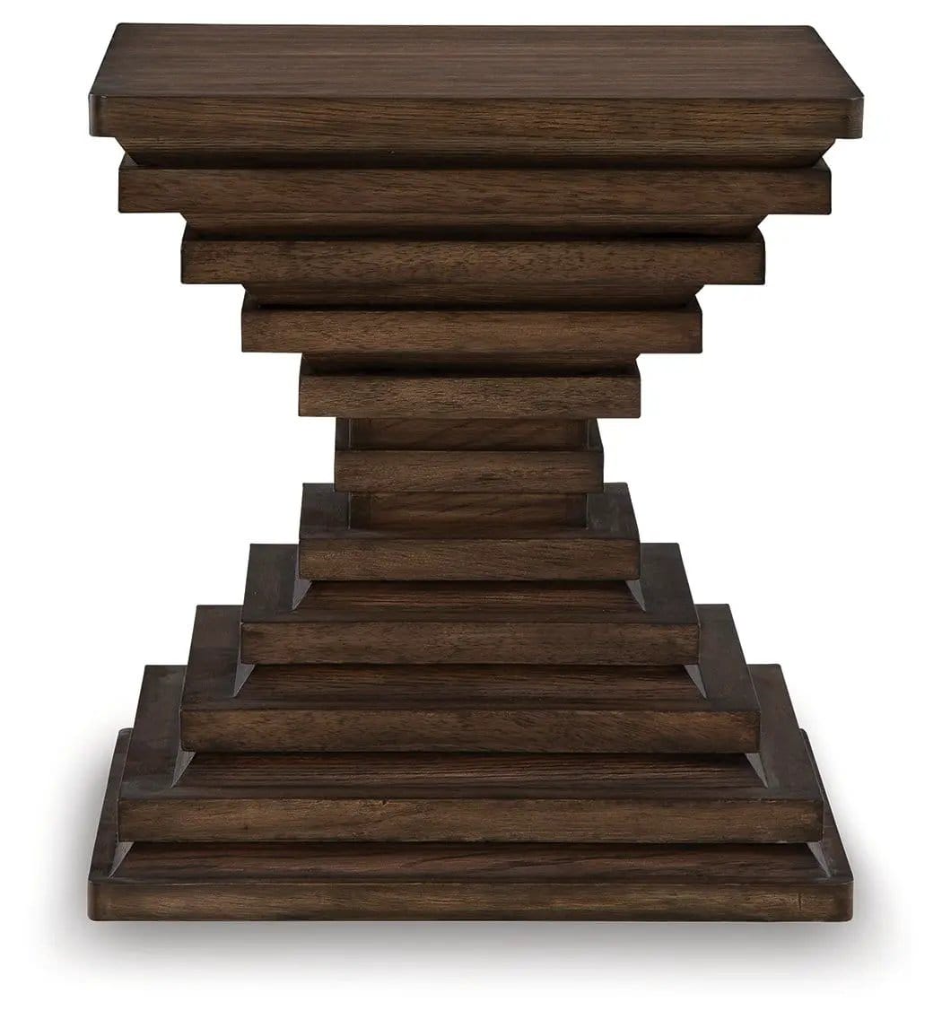 Hannodream Square End Table | 22 x 22 x 24 in | Oak Veneer & Mdf | Warm Brown