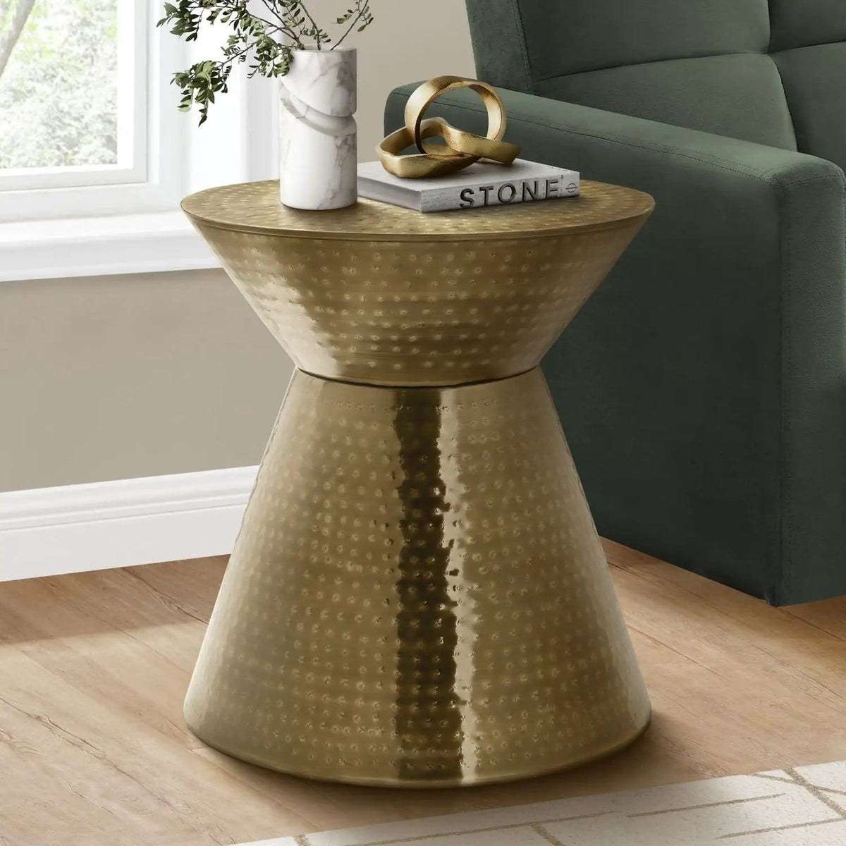 Drum Accent Side Table, Contemporary & Modern Elegant Design | 2 Pieces | Metal | Living Room