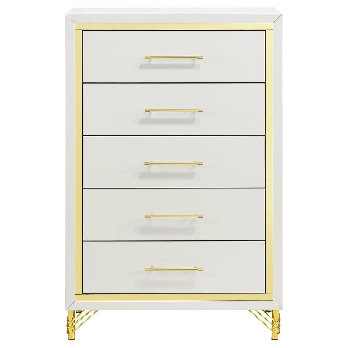 Lucia 5-drawer Bedroom Chest of Drawers | 31.5 x 17.25 x 49.25 in | Metal | White