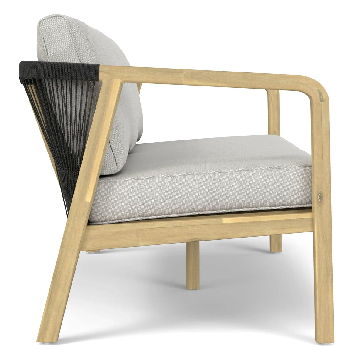 Palmetto Outdoor Sofa | 58.3 x 31.5 x 26 in | Acacia Wood & Fabric | Silver