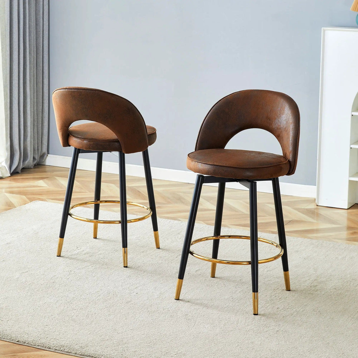 Upholstered Rotatable Bar Chair With Metal Legs For Dining Room Stool Set | Stool Set | Metal | Dining Room