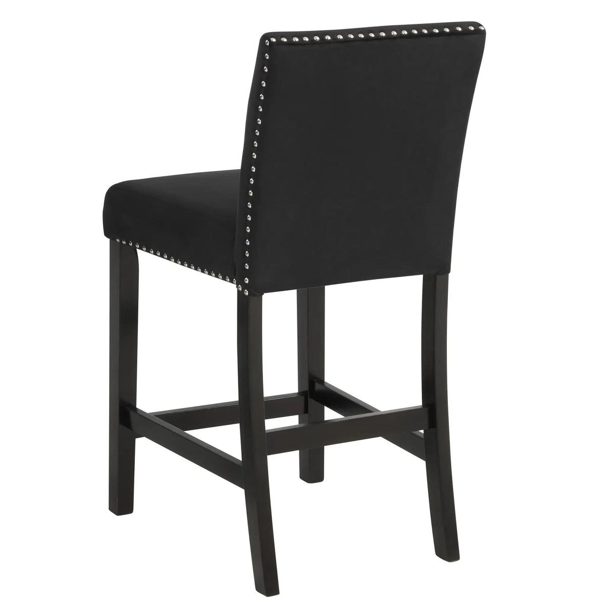 5 Piece Counter Height Dining Set With Table, Tufted Nail Head Chairs - | 5-Piece Set | Solid Wood & Faux Marble | Black