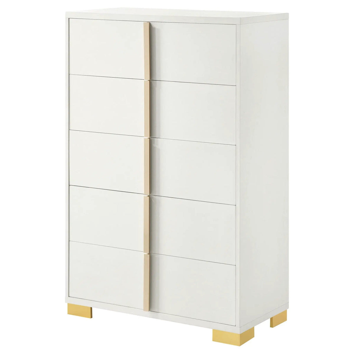 Marceline 5-drawer Bedroom Chest | 31.5 x 16.25 x 49.5 in | Engineered Wood & Metal | White