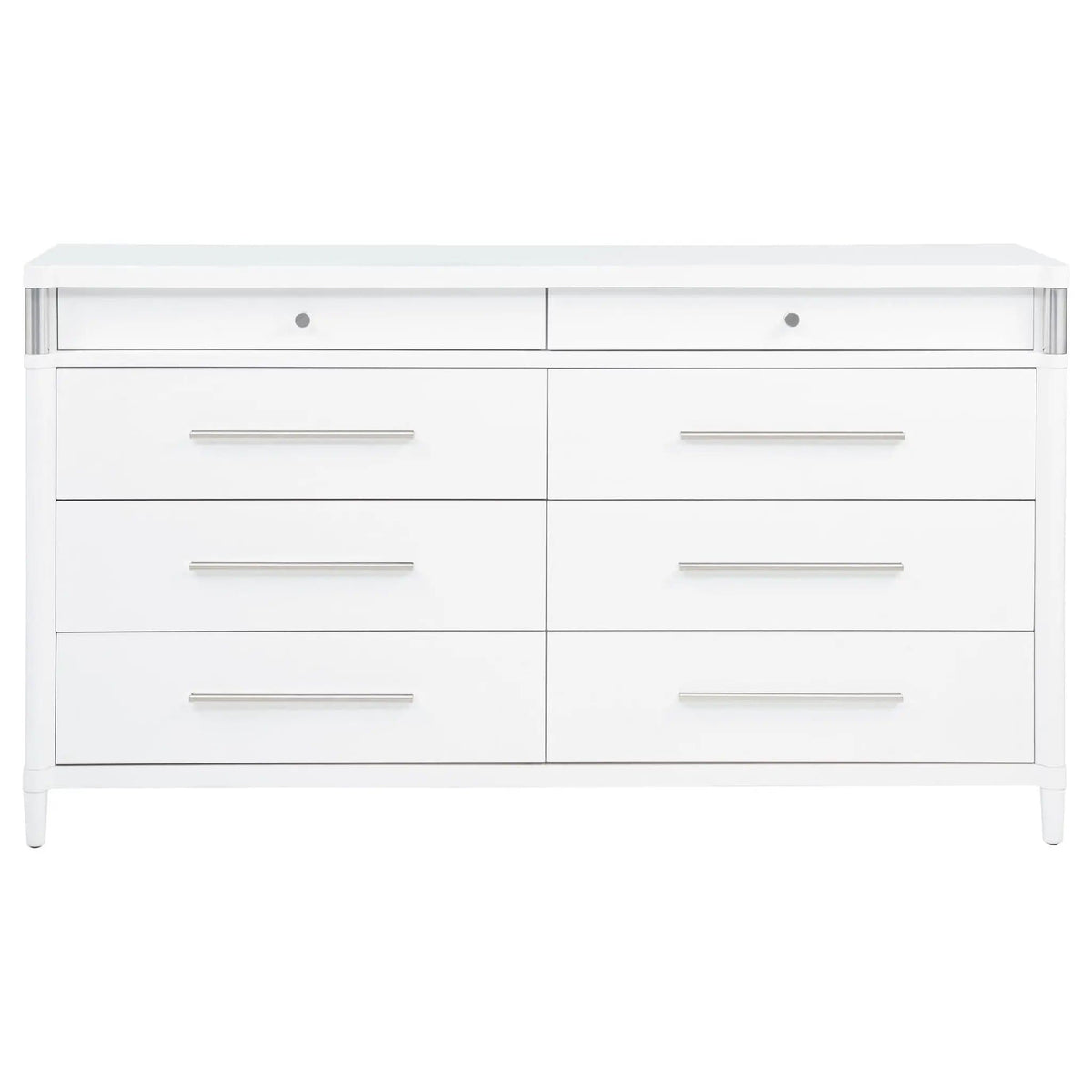 Gracemont 8-drawer Bedroom Dresser Cabinet | 65.5 x 18 x 36.25 in | Rubberwood & Engineered Wood | White