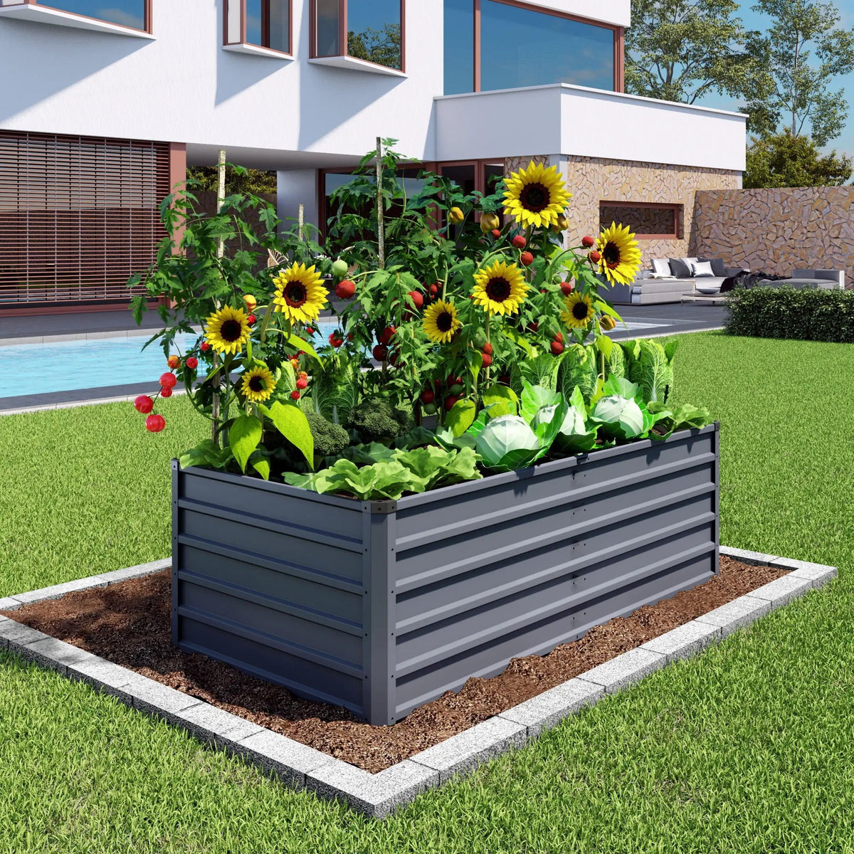 Raised Garden Bed | Coated Steel | Reinforced Frame | Large Outdoor